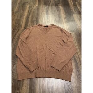Banana Republic Sweater Mens XL Brown Cotton Silk Cashmere V Neck Knit Pullover